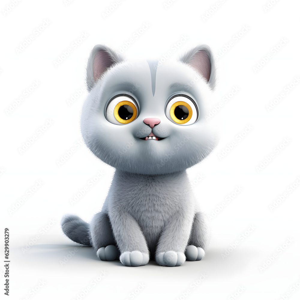 Obraz premium cute cat 3d animation Made with Generative AI