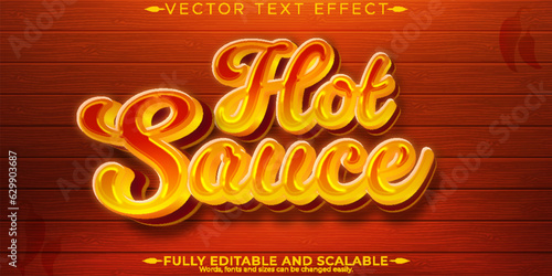 Hot sauce pepper text effect, editable mexican food fire text style