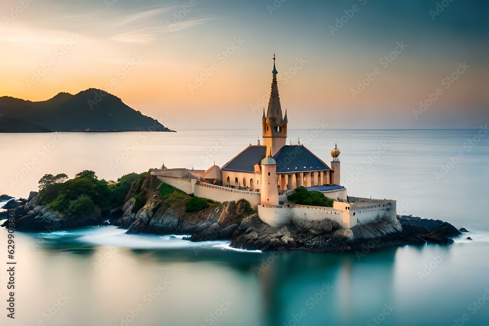 church in the sea generating by AI technology