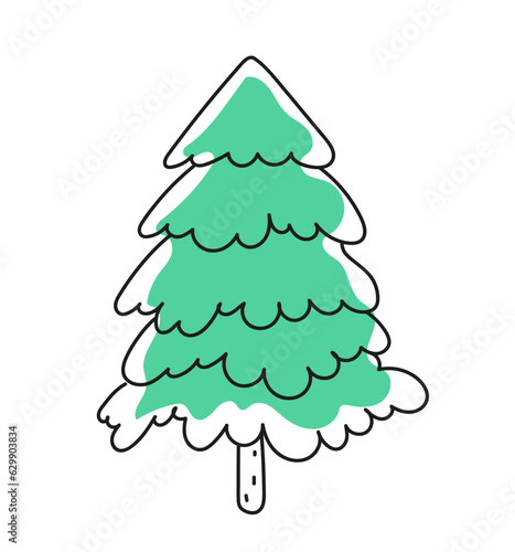 conifer pine fir christmas needle trees doodle vector illustration