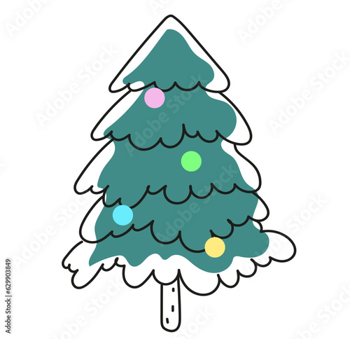 conifer pine fir christmas needle trees doodle vector illustration