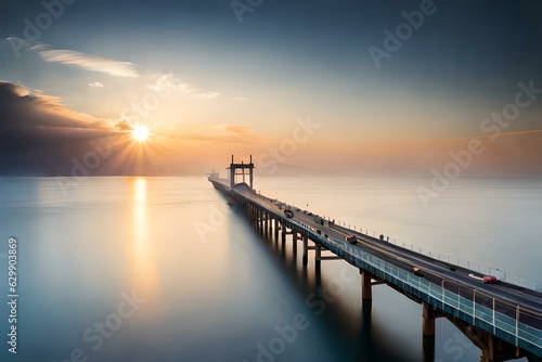 sunset at the pier generating by AI technology © Muhammad