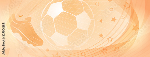 Abstract soccer background with big football ball and other sport symbols in yellow colors