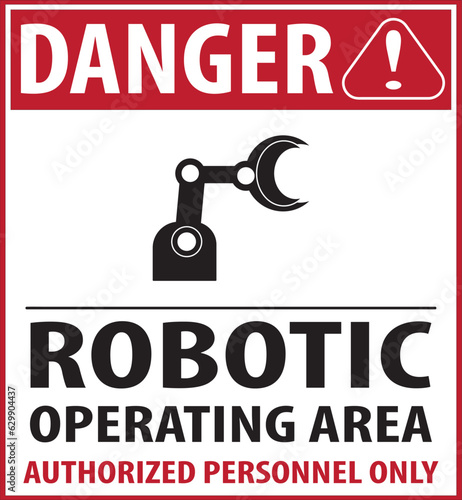 Robotic operating area industrial notice vector