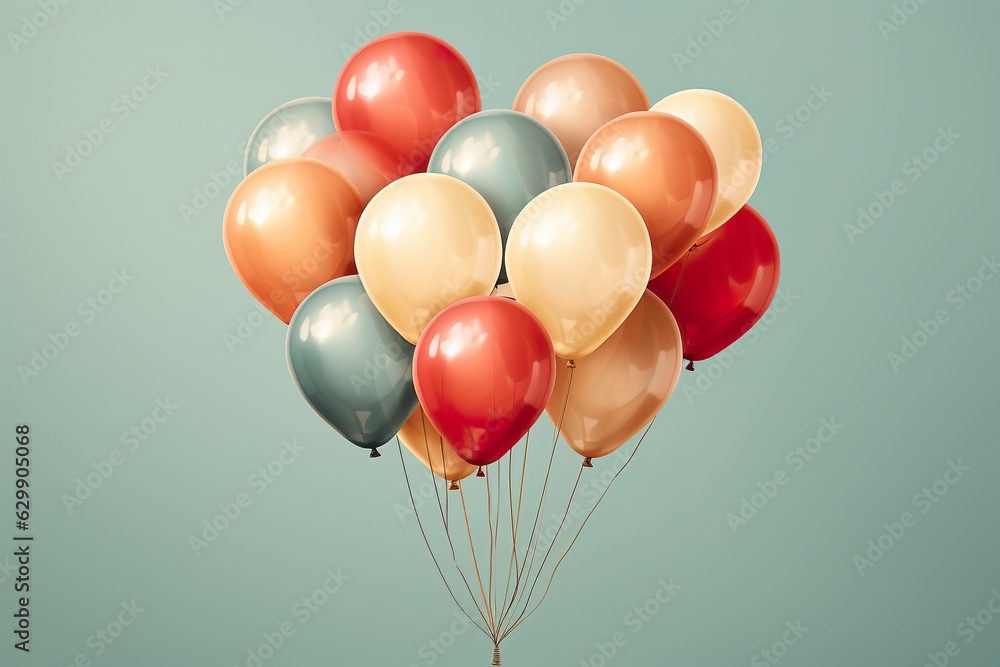 a poster with a bunch of balloons on it, vintage colors minimalist style a poster with a bunch of balloons on it, vintage colors minimalist style