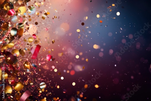 Party Background with lights, confetti, balloons and serpentine