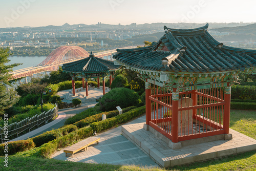 Photography Haengjusanseong Fortress and Seoul city and Han river view in Goyang, Korea