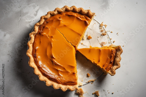 Obraz na płótnie Top view of traditional pumpkin pie