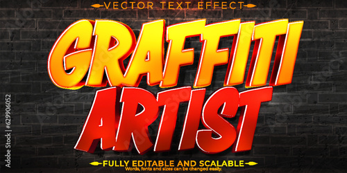 Graffiti artist text effect, editable spray and street text style