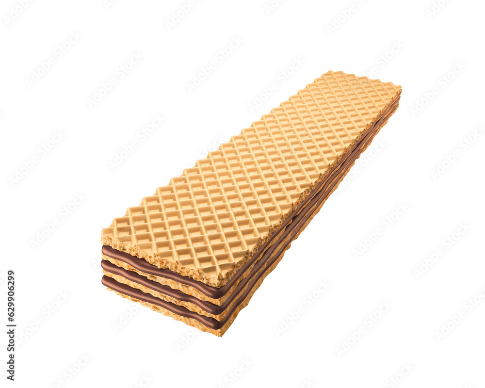 crispy Wafer with chocolate cream, Isolated on background. with clipping path 3d illustration. crispy Wafer with chocolate cream, Isolated on background. with clipping path 3d illustration.