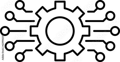 Circuit gear vector illustration. Gear with chip. Digital tech business logo template concept illustration. Gear electronic factory sign. Gear technology vector icon.