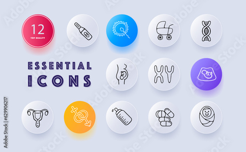 Heredity line icon. Chromosomes x and y, dna, gender, birth, motherhood, genetics. Neomorphism style. Vector line icon for Business