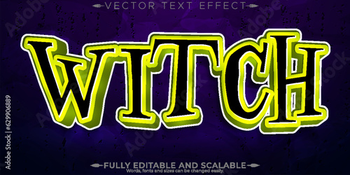 Witch cartoon text effect, editable magic and halloween text style