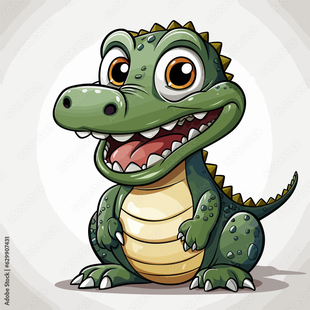 Obraz premium Alligator. Alligator hand-drawn comic illustration. Cute vector doodle style cartoon illustration.