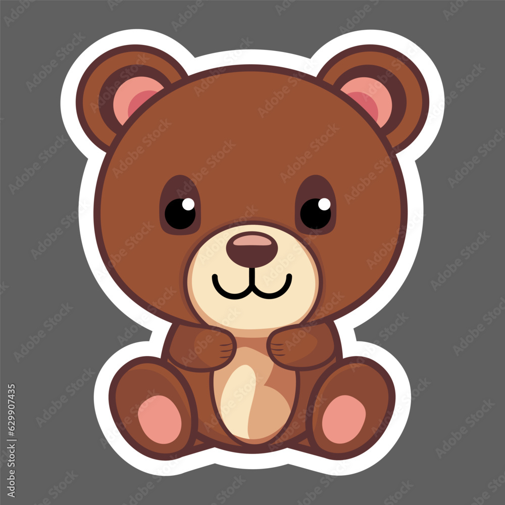 Toy teddy bear sticker. Vector graphics. Toy teddy bear sticker. Vector graphics.