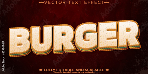 Burger text effect, editable fast food text style