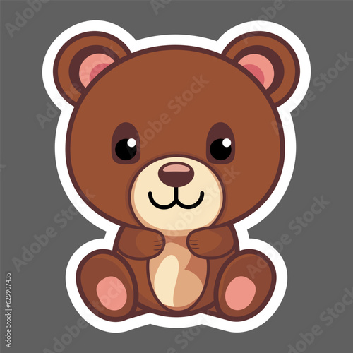 Toy teddy bear sticker. Vector graphics.