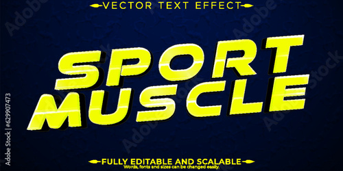 Sport text effect, editable muscle and gym text style