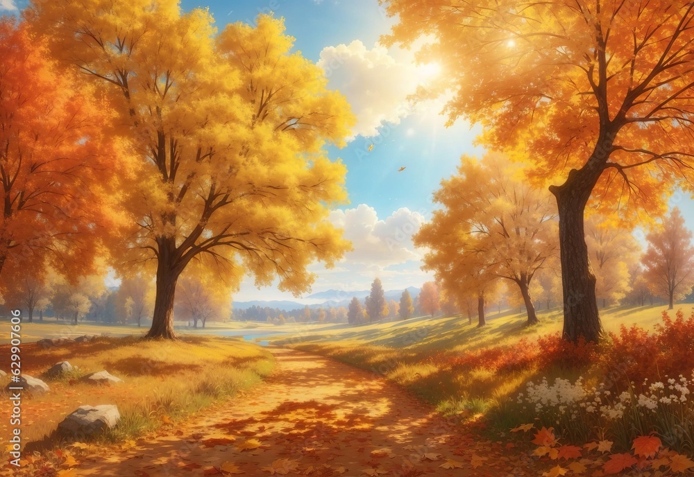 Fototapeta premium Autumn sunny nature background