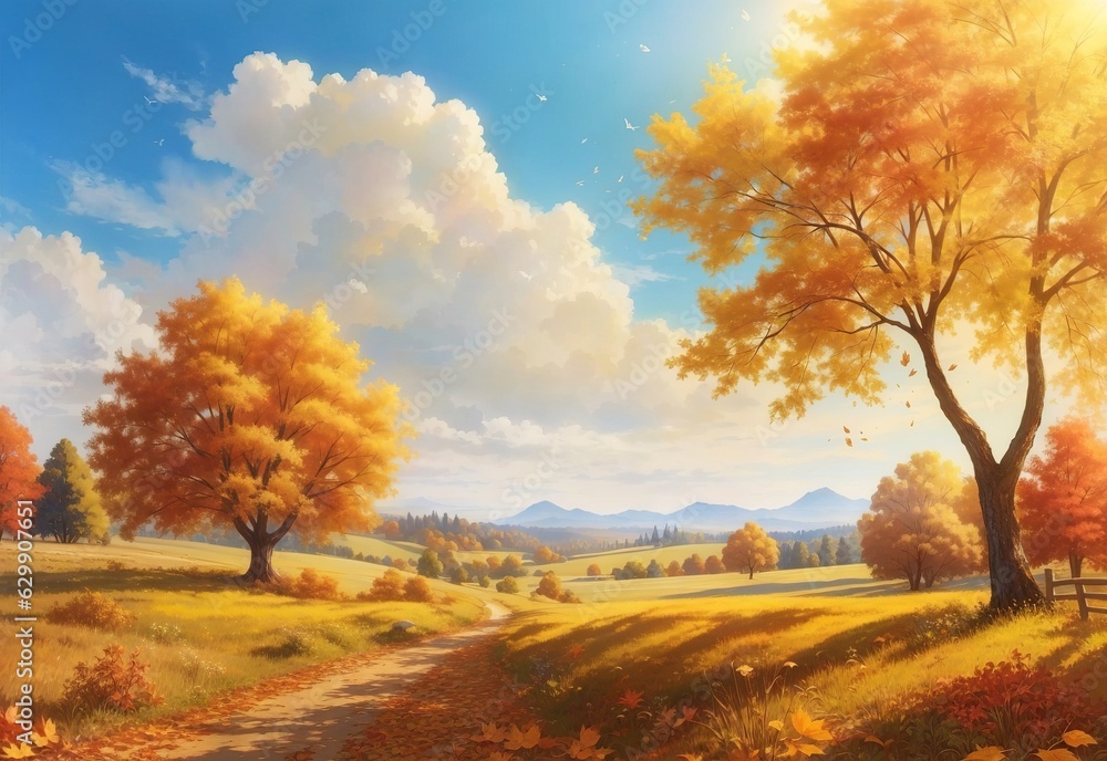 Naklejka premium Autumn sunny nature background