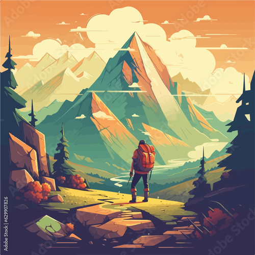 Mountain hiking poster