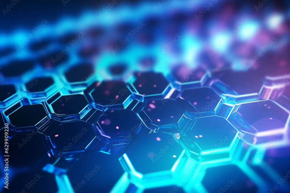 Beautiful deep blue abstract background with hexagons, new technologies, intermet, IT concept. Design element, AI generated Beautiful deep blue abstract background with hexagons, new technologies, intermet, IT concept. Design element, AI generated