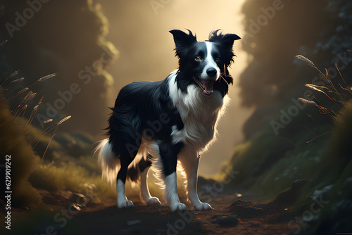 Happy Border Collie. Generative AI. © 재관 윤