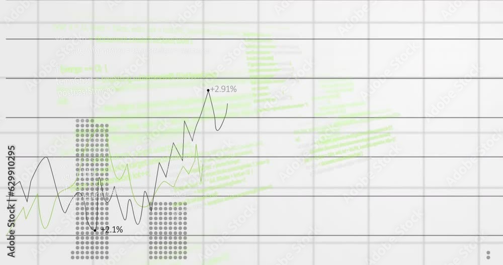 Animation of statistical data processing over grid network against white background Animation of statistical data processing over grid network against white background