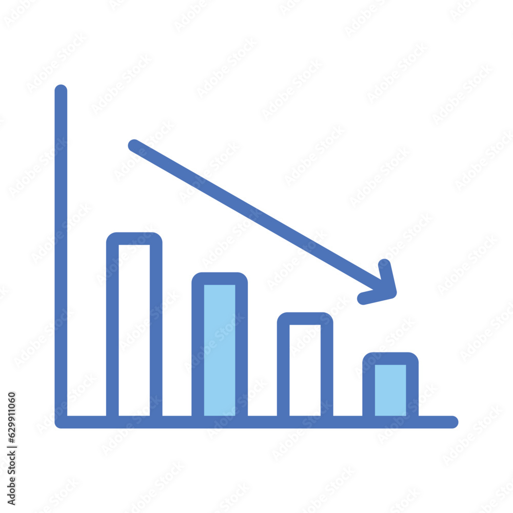 Decrease chart icon design in modern style, isolated on white background Decrease chart icon design in modern style, isolated on white background