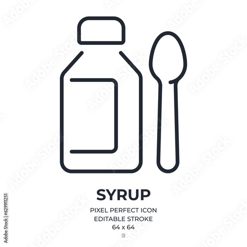 Syrup editable stroke outline icon isolated on white background flat vector illustration. Pixel perfect. 64 x 64.