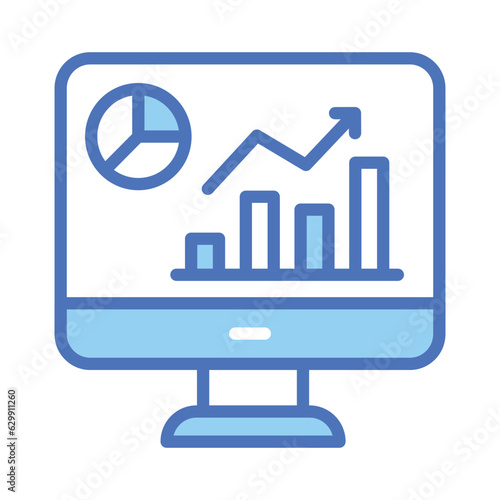 Data chart on lcd display showing vector of market analysis in modern style