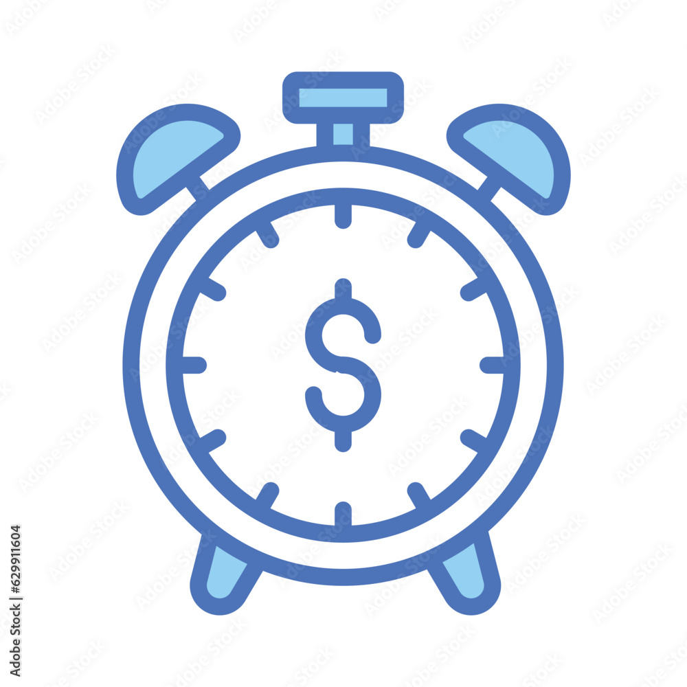 Dollar sign inside stopwatch showing concept vector of time is money, premium icon Dollar sign inside stopwatch showing concept vector of time is money, premium icon