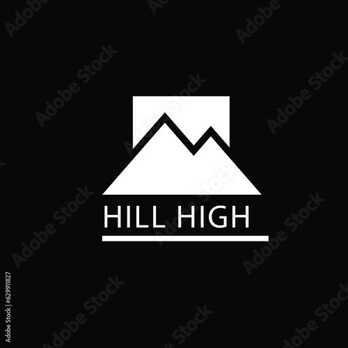Hill high logo icon design isolated on black background