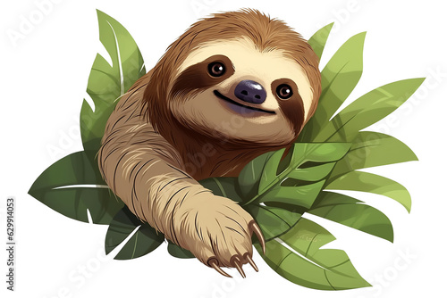 Sloth Clipart White Background Cartoon