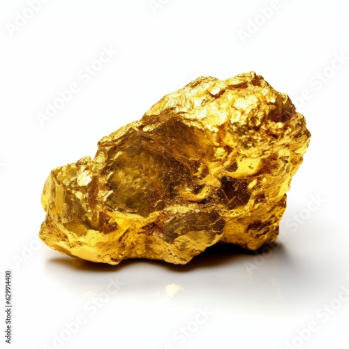 Gold Nugget Lump Isolated on White Background