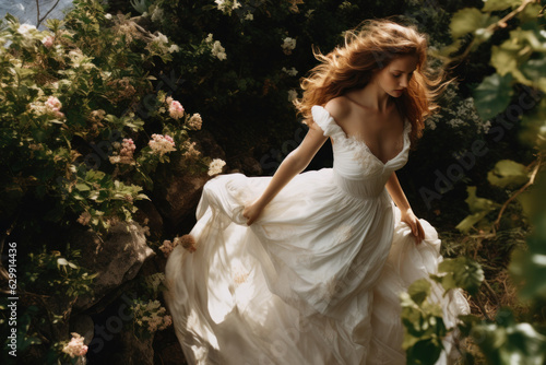 Wallpaper Mural portrait of a woman/model/bride in a wedding dress engagement fashion/beauty editorial magazine style film photography look - generative ai art Torontodigital.ca