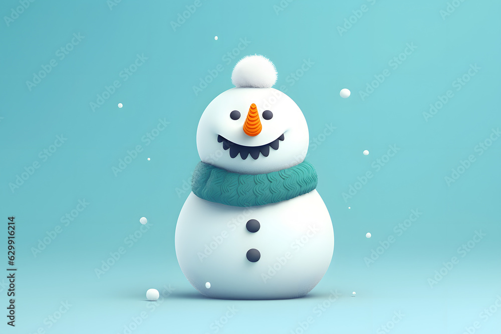 Fototapeta premium Snowman 3d animation Made with Generative AI