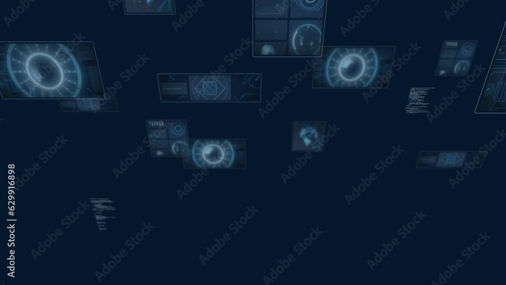 Animation of scopes and computer data processing over dark background Animation of scopes and computer data processing over dark background