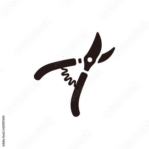 Hand pruners icon.Flat silhouette version.