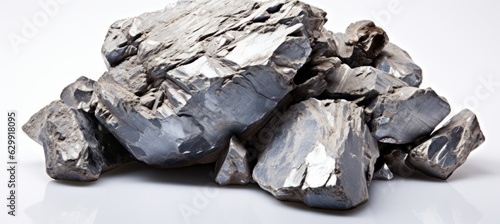 Silver ore blouder on white background. Generative AI technology. photo