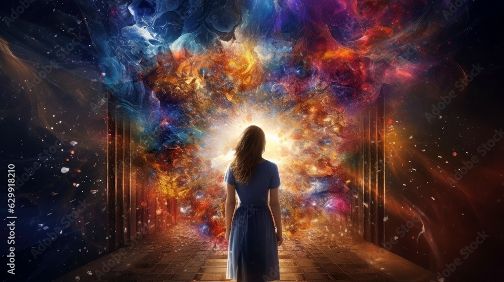 Illustration of psychic waves experimentation, and bold mental, emotional, and spiritual journey, journey into wellness with psychic waves, Generative AI illustration Illustration of psychic waves experimentation, and bold mental, emotional, and spiritual journey, journey into wellness with psychic waves, Generative AI illustration