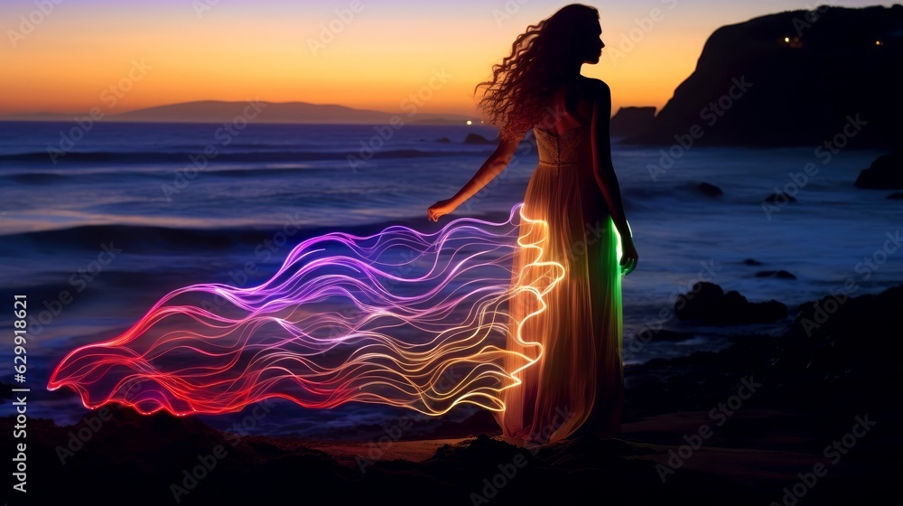 Illustration of psychic waves experimentation, and bold mental, emotional, and spiritual journey, journey into wellness with psychic waves, Generative AI illustration