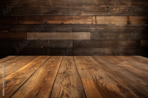 a wooden backdrop Wooden surface. Generative AI