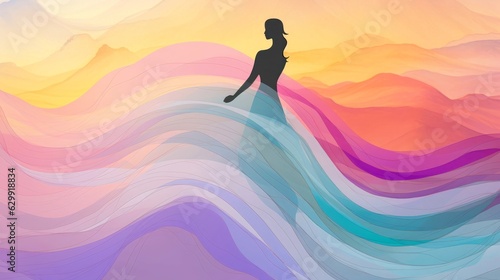 Illustration of psychic waves experimentation, and bold mental, emotional, and spiritual journey, journey into wellness with psychic waves, Generative AI illustration © AITTHIPHONG