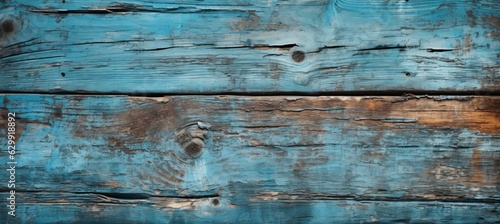 Rough blue wooden plank board texture. Generative AI technology.