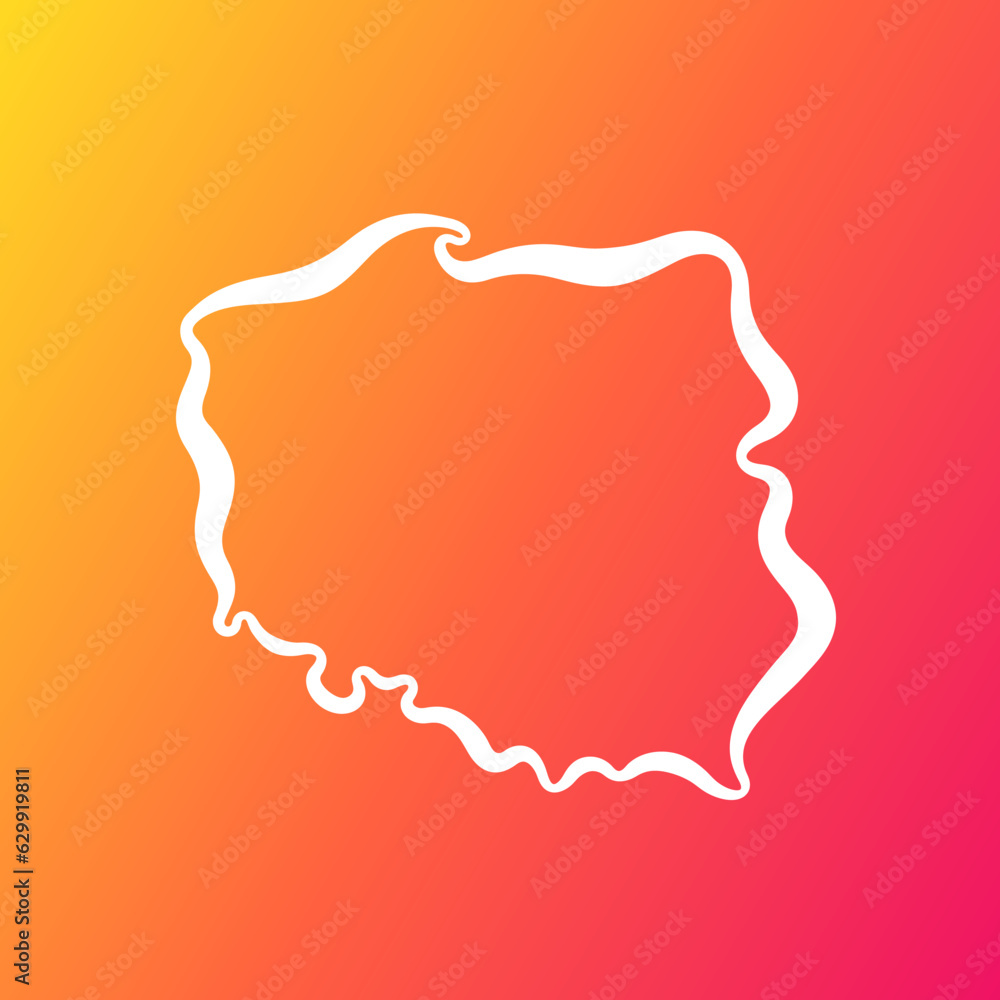 Obraz premium Poland - Outline Map on Gradient Background
