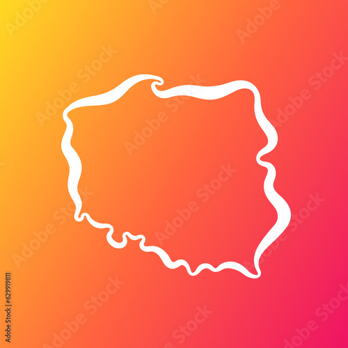 Poland - Outline Map on Gradient Background