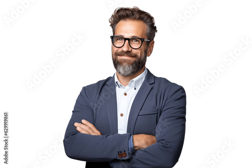 IT Professional with Laptop on Transparent Background. AI