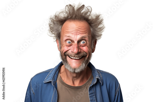Amiable Man Face Laughing on Transparent Background. AI photo