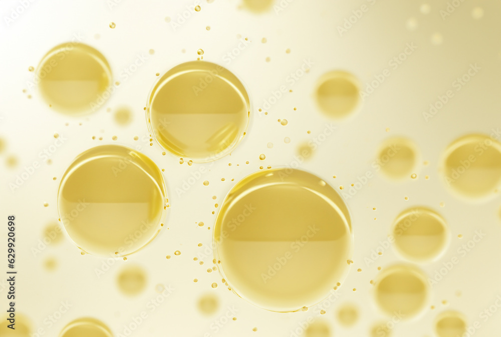 luxury gold cosmetic essence liquid bubbles molecules antioxidant of liquid bubble - obrazy, fototapety, plakaty 